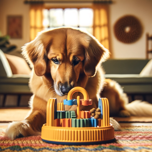 Dog's Mental Stimulation with Puzzle Feeders