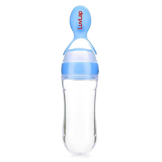LuvLap Silicone Easy Squeezy Baby Food Feeder, 4M+, 90ml, (Blue)