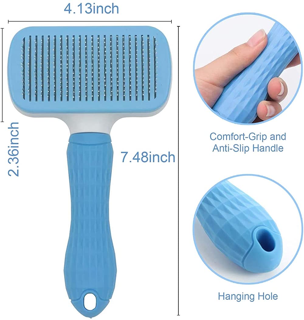 Slicker Dog Comb Brush Pet Grooming Brush Daily Use to Clean Loose Fur & Dirt Great for Dogs and Cats with Medium Long Hair Dog Hair Deshedding Brush-Blue