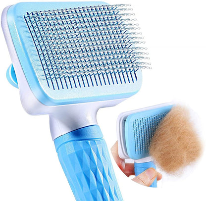 Slicker Dog Comb Brush Pet Grooming Brush Daily Use to Clean Loose Fur & Dirt Great for Dogs and Cats with Medium Long Hair Dog Hair Deshedding Brush-Blue
