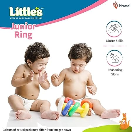 🌈 Little's Plastic Junior Ring Set 🌟 (6 Pieces) - Multicolour Fun for Kids! 👦👧