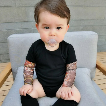 Baby Boys Romper Long Sleeve Tattoo Print
