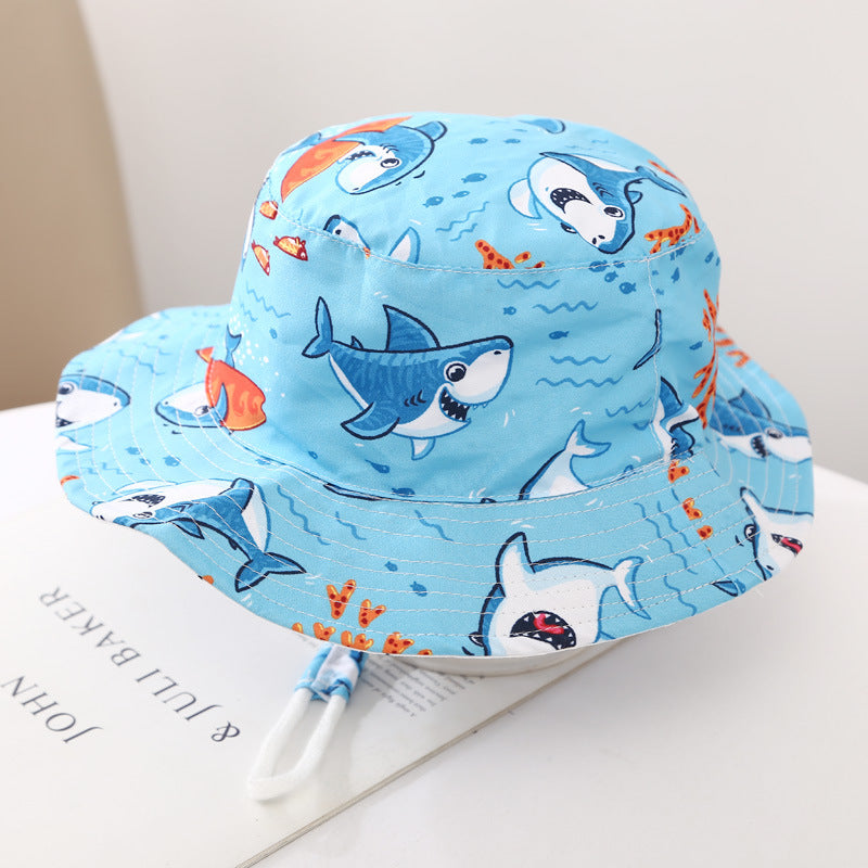Spring and autumn children's fisherman hat summer shade 2--6 years old male 3-10 years old female big eaves Korean baby pot hat